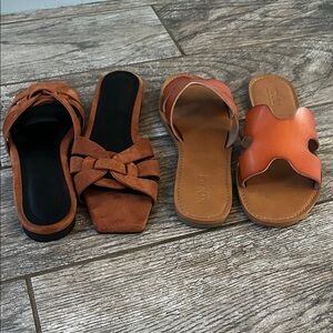 NWOT set of 2 Women's Brown Slide Sandals